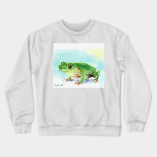 Green Shiny Frog Watercolor Painting Crewneck Sweatshirt